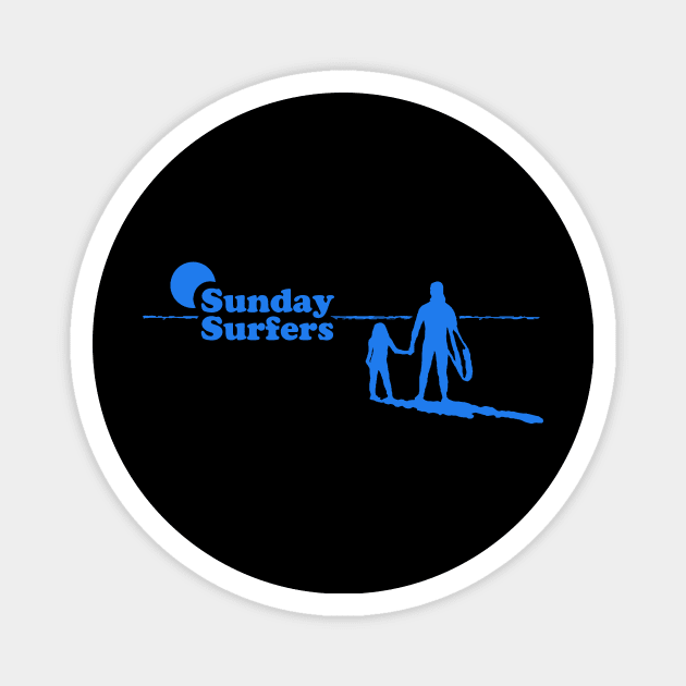 Sunday Surfers Blue Magnet by PilotStudios